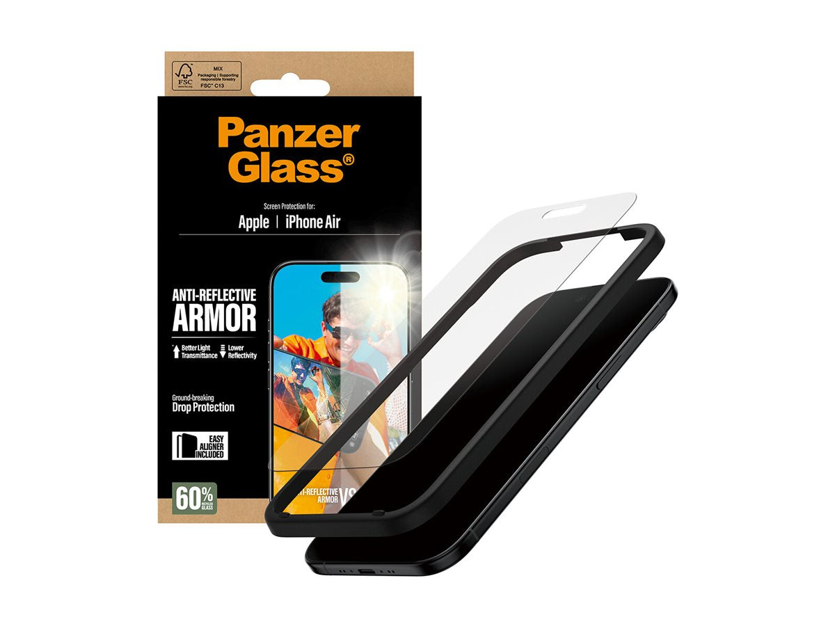 PanzerGlass� Anti-Reflective Armor Screen Protector iPhone Air w. EasyAligner — Right-angle