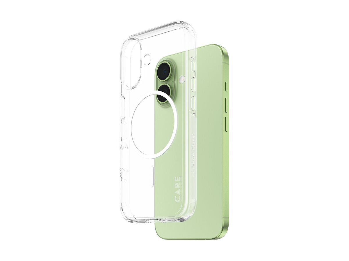 CARE by PanzerGlass� Flagship Case Transparent Urban Explorer w. White MagSafe iPhone 17 — Right-angle