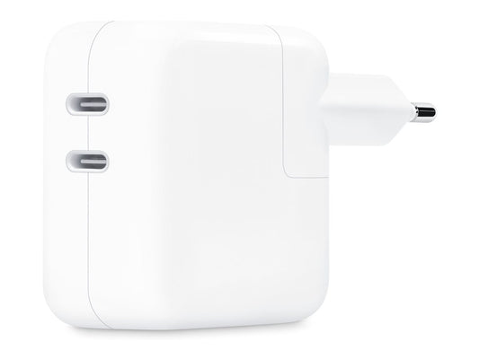 Apple - Netspanningsadapter - 35 Watt - 2 uitgangsaansluitingen (USB-C) — Right-angle