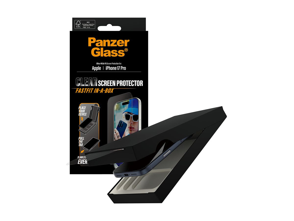 PanzerGlass� Screen Protector iPhone 17 Pro | Ultra-Wide Fit w. FASTFIT IN-A-BOX — Front