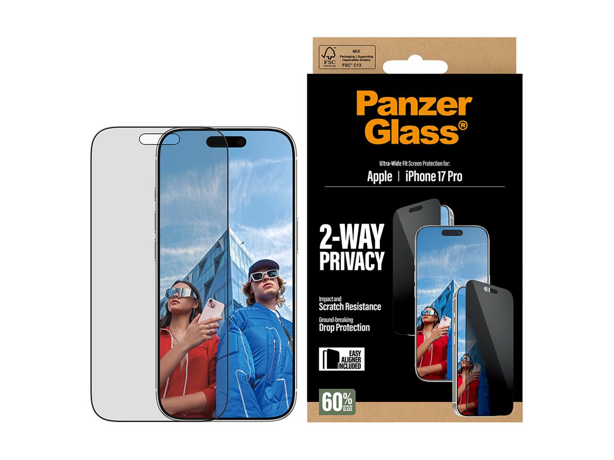 PanzerGlass� 2-Way Privacy Screen Protector iPhone 17 Pro | Ultra-Wide Fit w. EasyAligner — Front