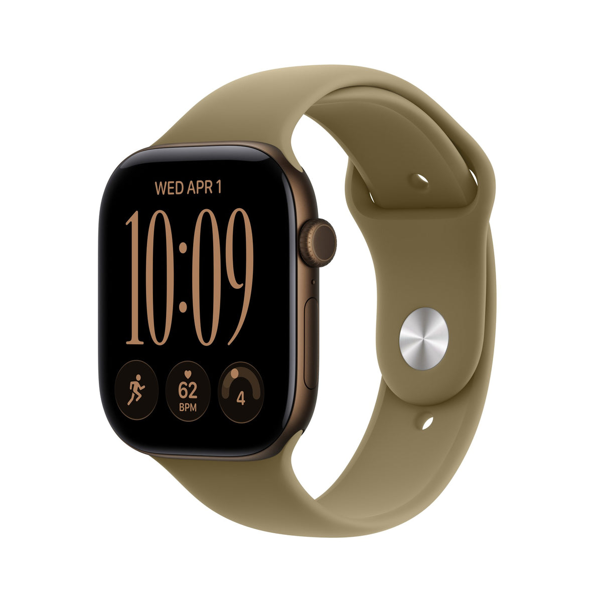 Apple Watch Series 12 GPS 46mm Dark Bronze Aluminium Case with Olive Sport Band - S/M