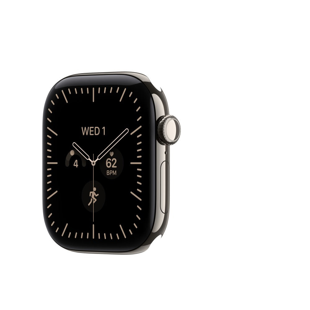 Apple Watch Series 12 GPS + Cellular 42mm Natural Titanium Case with Navy Blue Sport Band - M/L