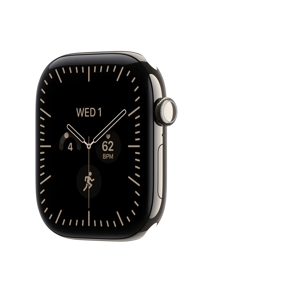 Apple Watch Series 12 GPS + Cellular 46mm Natural Titanium Case with Navy Blue Sport Band - M/L